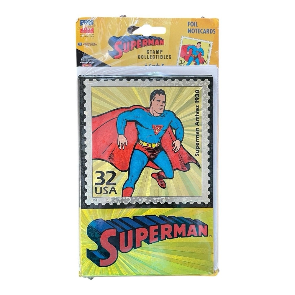 Superman Foil Notecards Stamp Collectibles